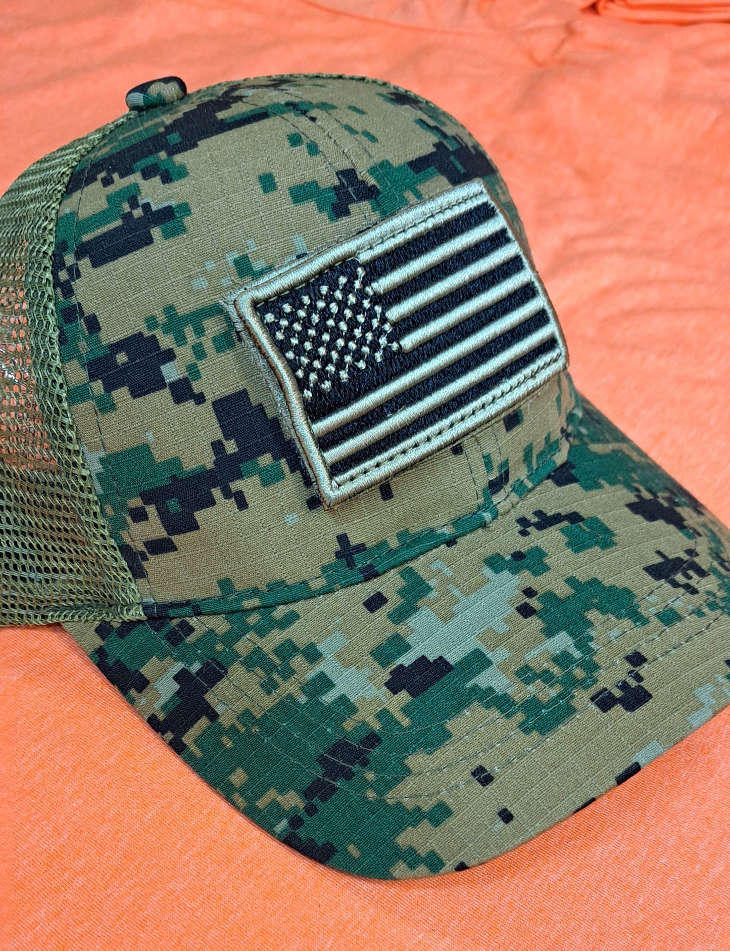 Digital Camo Velcro American Flag Patch Meshback