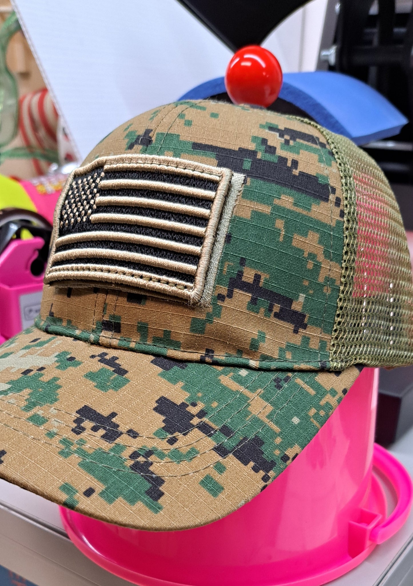 Digital Camo Velcro American Flag Patch Meshback