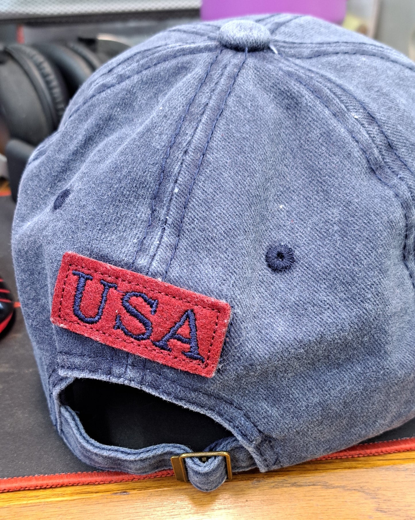 American Flag USA Embroidered Solid Unstructured Hat