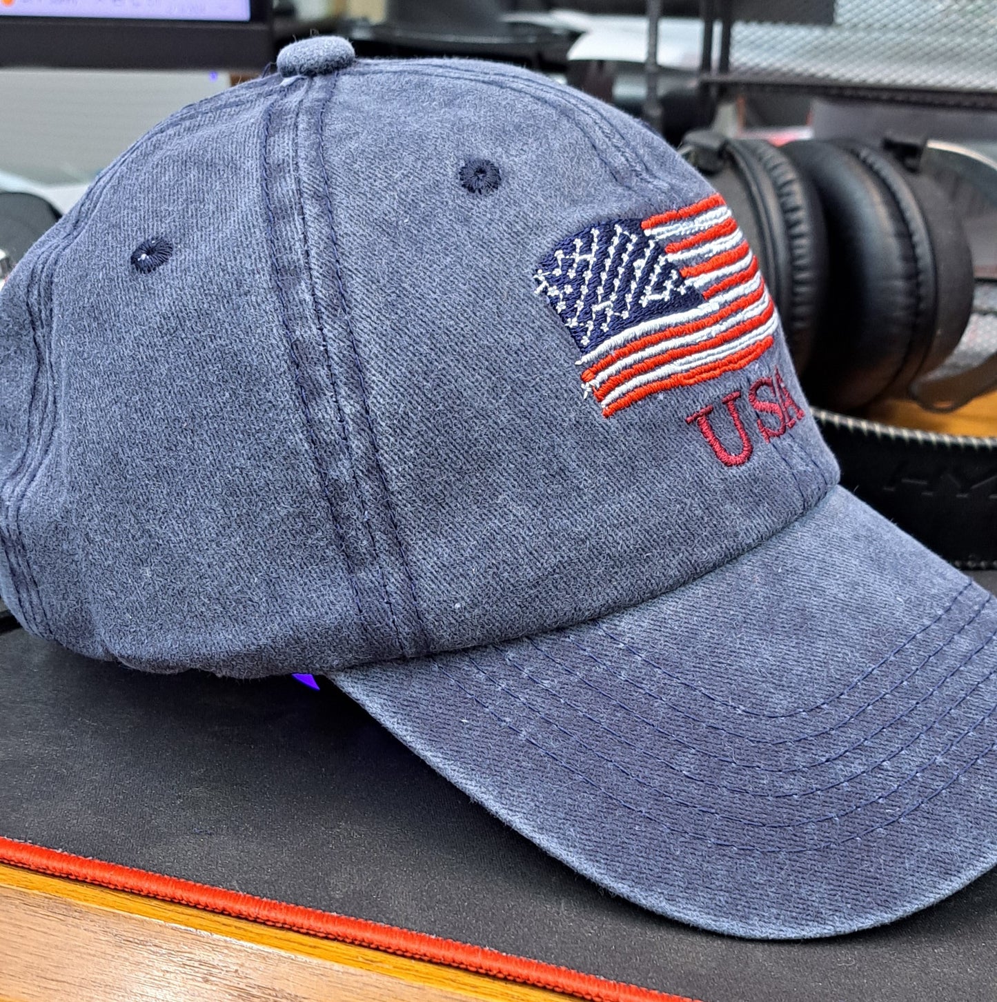 American Flag USA Embroidered Solid Unstructured Hat