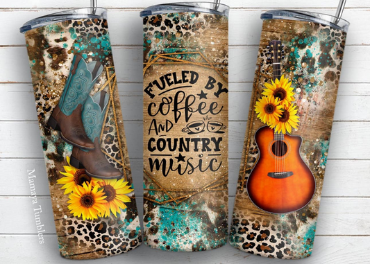 FULED BY COFFEE AND COUNTRY MUSIC TUMBLER