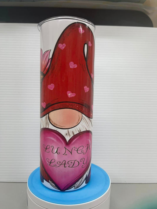 gnome with big heart Valentine's tumbler